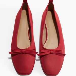 H&M BOW-DETAIL BALLET FLATS Red, size 9/40